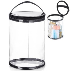 Sanwuta Clear Toiletry Bag Waterproof Lotion Bag Black Makeup Travel Bag Makeup Case Portable Survival Organizer Pouch Carry Travel Accessories Bag for Man Women Gifts