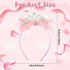 Ymapinc Pink Princess Tiara Crowns, Toddler Tiara Crown Headband Birthday Princess Crown with Cute Tulle Bow Fairy Crown Women Hair Accessory