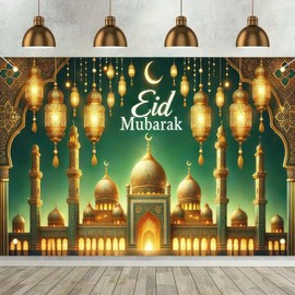 BlissYard Ramadan Mubarak Banner 71 X 43 Inch Ramadan Mubarak Party Backdrop Banner Muslim EID Mubarak Photo Booth Prop Photography Background Home Muslim Ramadan Kareem Eid Al Fitr Party Supplies