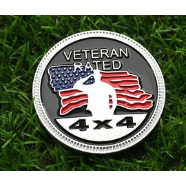 Veteran Rated 4x4 Emblem Metal Automotive Sticker Specifically Designed Car Badge Replacement for Jeep, Car, Truck, RV, Scooter, SUV