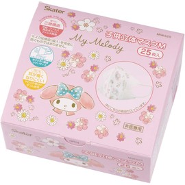 Skater MSKS25-A 3-Layer Non-woven Fabric 3D Mask, M, For Kids, 25 Pieces, My Melody, Elegant