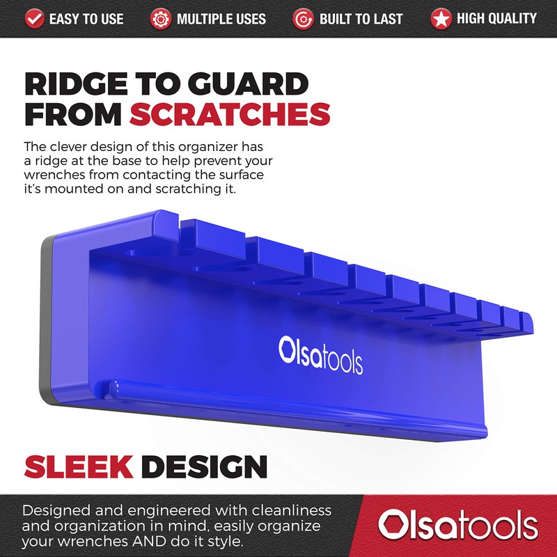 Olsa Tools Magnetic Wrench Holder Organizer (Green) | Fits SAE
