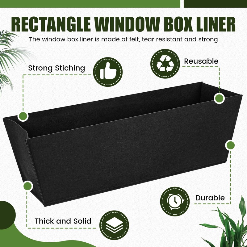 HunnmingRe 6 Pack 24 Inch Fabric Plant Window Box Liners