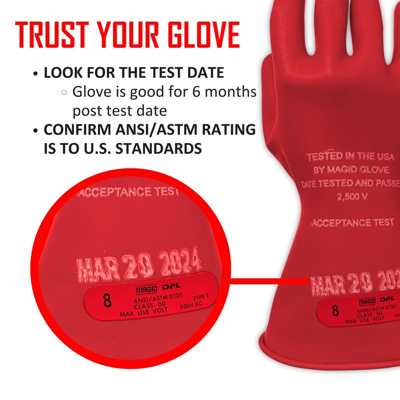 MAGID Insulating Electrical Gloves, Size 10, Class 0 | Cuff