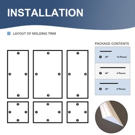 NeatiEase Peel and Stick Wall Molding Kit 6-Frame Premade, Ready-to-Assemble Wall Moulding Panel Frame, Self Adhesive Wainscoting Panels, Accent Molding Trim for Interior Walls Home Decor