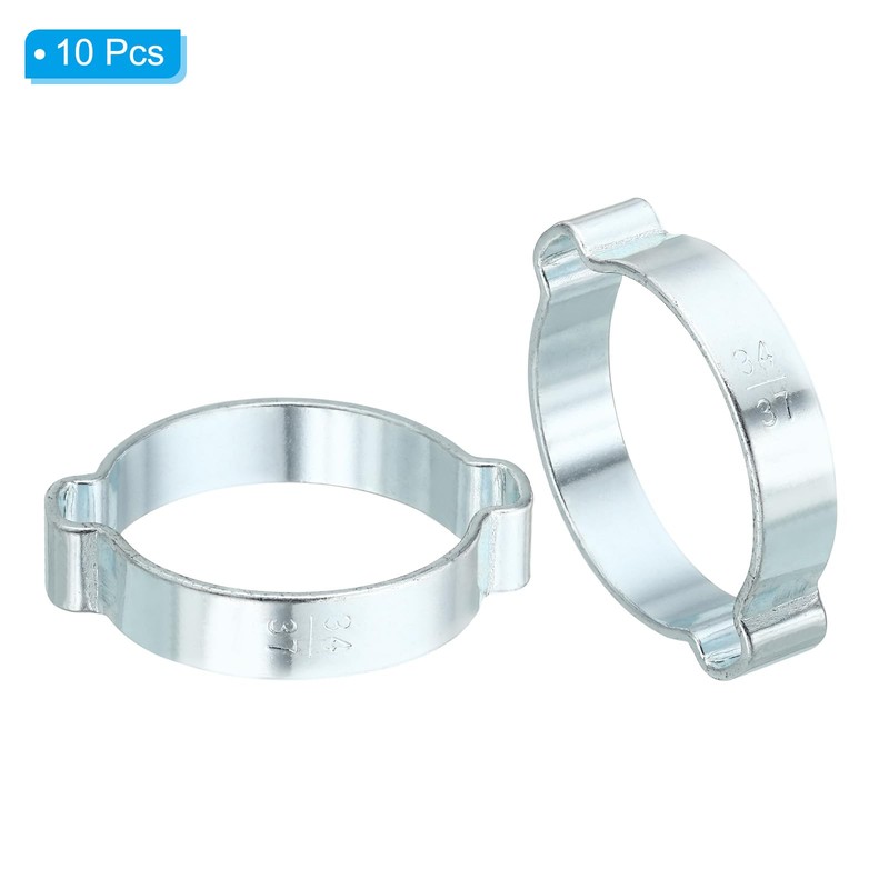 PATIKIL 10 Pack 34-37mm Double Ear Hose Clamp, Galvanized Steel