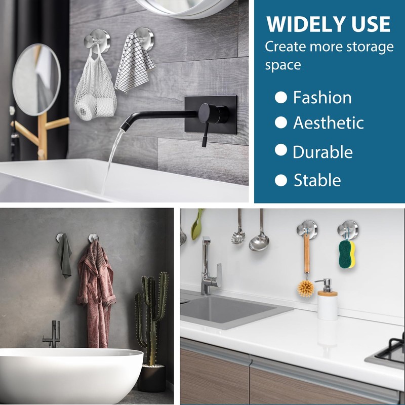 AbluFirst Suction Cup Hooks for Shower, Wall Suction Cup Hooks