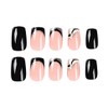Square French Press on Nails Short Black Nude Fake Nails