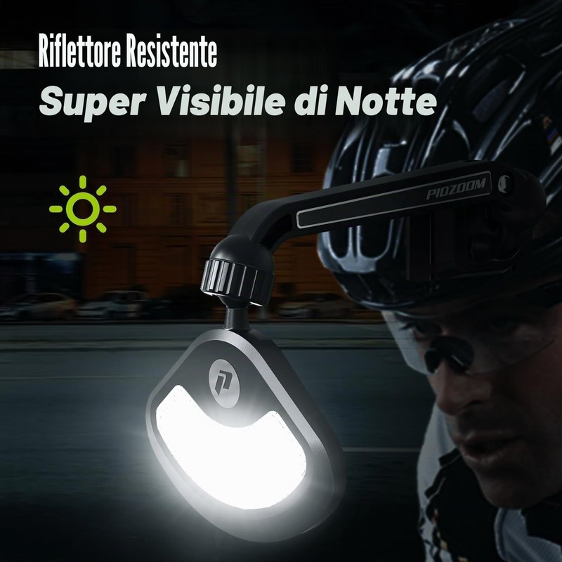 PidZoom Specchietto retrovisore sicuro per casco da bicicletta, regolabile a