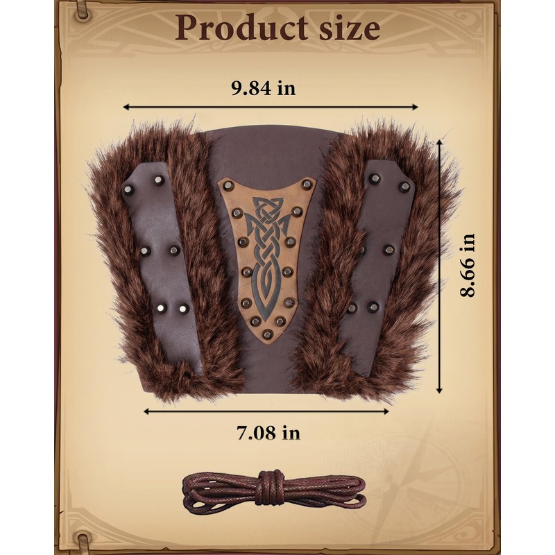 Nordic Viking Barbarian Armor Guards Bracers Medieval Faux Fur Gauntlet