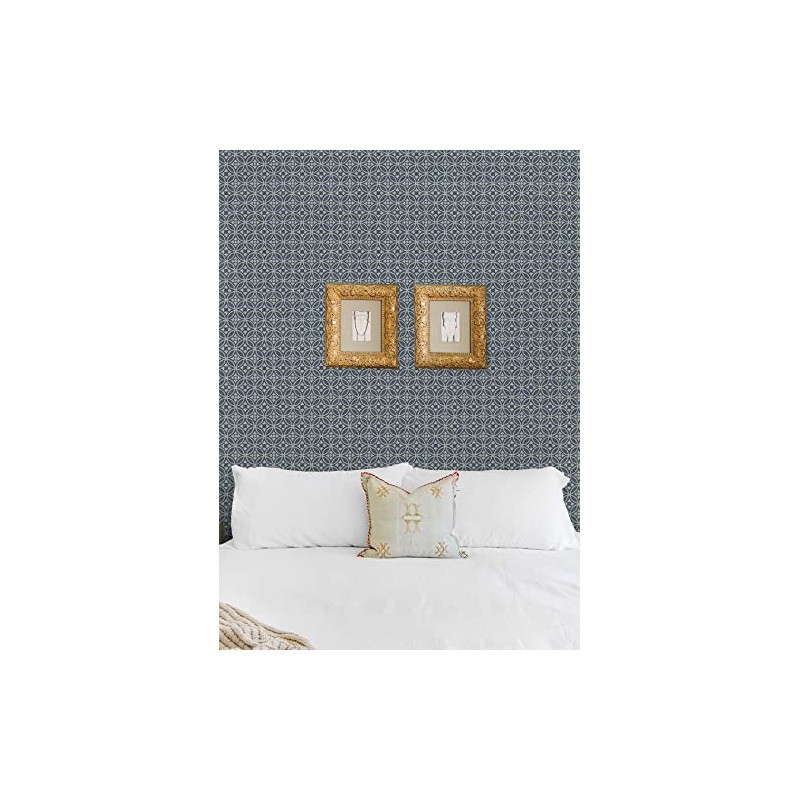 A-Street Prints Larsson Indigo Ogee Wallpaper