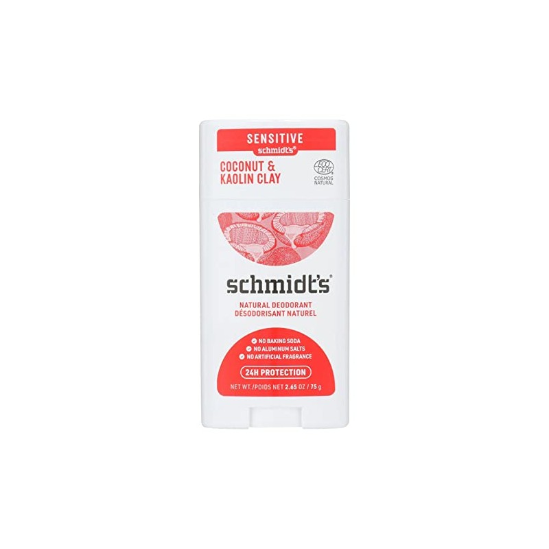 SCHMIDTS DEODORANT Coconut & Kaolin Clay Sensitive Deodorant, 2.65 OZ