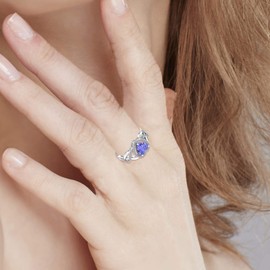 Belinda Jewelz - Anillo de plata de ley 925 con circonita cúbica en forma de corazón para mujer Verde