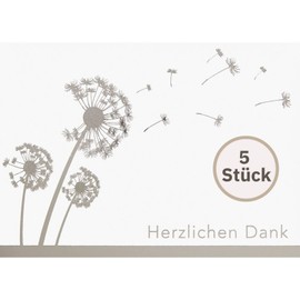 Perleberg Thank You Cards Mourning Pack of 5 – Sympathy Cards with Envelope – Loving Sympathy Cards with Envelope – Thank You Sympathy Card – High-Quality Cards for Mourning in 10.5 x 14.5 cm