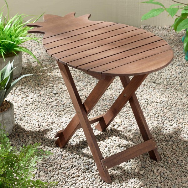 Teal Island Designs Monterey Pineapple Natural Wood Outdoor Folding Table