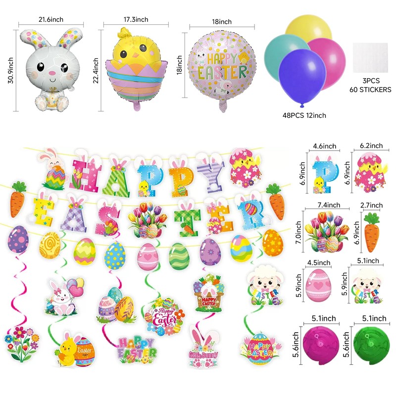 Easter Decorations for Home Pastel Easter Balloons Kit with Happy