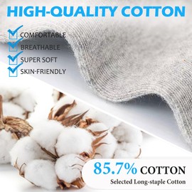 Josnown Thin Women Cotton Socks, Soft and Breathable, 5 Pairs White Unisex Basic Gifts Crew Socks for Business Office and Casual, Size UK 4-7