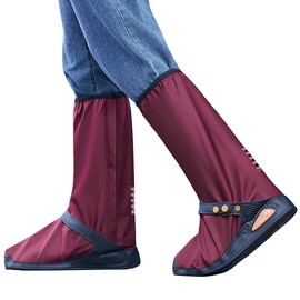 Rain Shoe Covers Waterproof Rain Boot Shoe Cover for Men and Women (Purplish Red, XL)