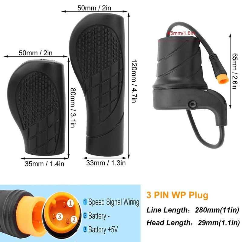 AaiLucky Half Twist Throttle for EBike, Electric Bike Throttle Grip,