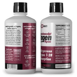 HEALTH DIRECT – AminoSculpt Liquid Collagen – 30 Fl Oz – 18 Grams of Premium Medical-Grade Collagen Liquid for Women – Original Cherry