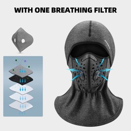 ROCKBROS Balaclava Men's Bicycle Motorcycle Neck Warmer Ski Winter Balaclava Windproof Anti-Dust, gray