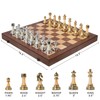 ELONGDI 16.5" Wooden Chess Set with Weighted Acrylic Chess Pieces,Folding