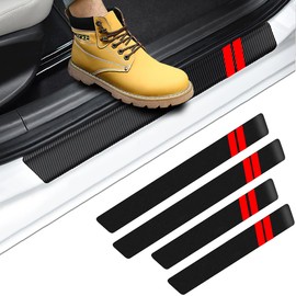 Car Door Sill Protector Compatible with Dodge Charger Challenger Durango: Door Entry Guard Scuff Sill Protector Plate- Carbon Fiber Anti-Scratch Sticker Accessories 4Pcs