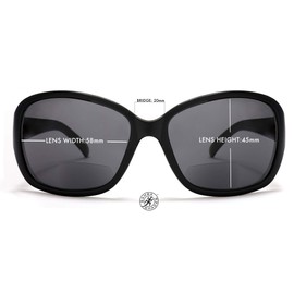 SAMBA SHADES Women's Bifocal Sun Readers Fashion Square Sunglasses with Black 2.00 Power