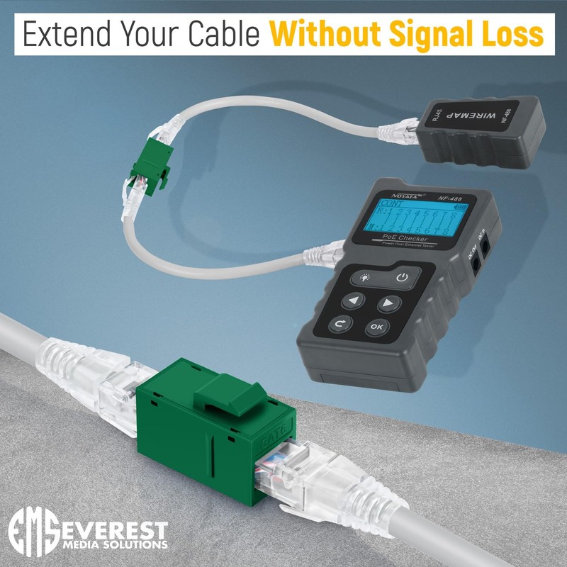 Everest RJ45 CAT6 Keystone Coupler in Green (12-Pack) - RJ45