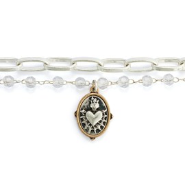 DEMDACO 1008100089 Wrapped in Prayer Sacred Heart Womens Silver Tone 7 Inch Plus Extension Boxed Layered Pendant Bracelet