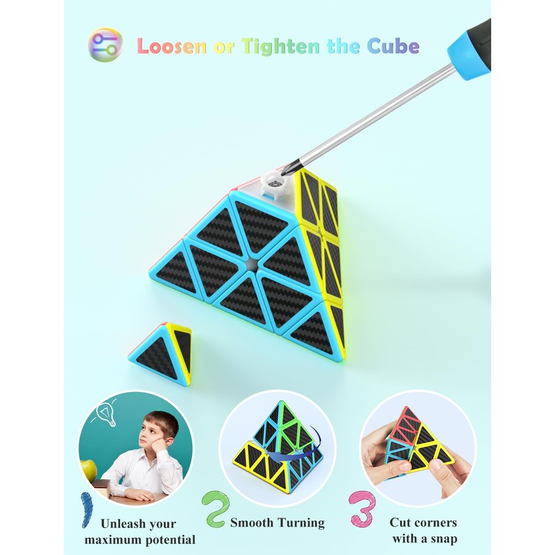 ROXENDA Pyramid Speed Cube Original Triangle Carbon Fiber Pyraminx Puzzle
