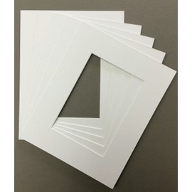 Pack of 5 18x24 White Picture Mats Mattes Matting with White Core Bevel Cut for 13x19 Pictures