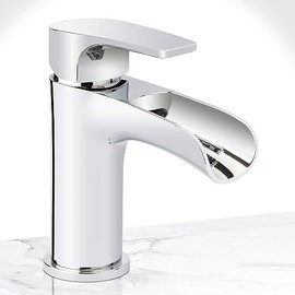 Miseno MNO5882L Cascade Single Hole Bathroom Faucet - Includes Push-Pop Drain Assembly and Optional Deck Plate - Polished Chrome