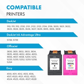 Matsuro 302 XL Multipack Printer Cartridges Replacement for HP 302 XL with Chip Compatible with HP Envy 4520 4524 4527 Deskjet 2130 3630 3636 Officejet 3830 3831 3835 (1 x Black XL 1 x Colour XL)