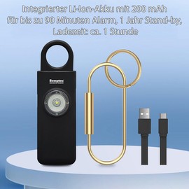 Semptec Urban Survival Technology Senior Emergency Call Alarm: Set of 2 Self Defense Keychains, 130 dB, Flashlight (Alarm Personal Safety, Panic)