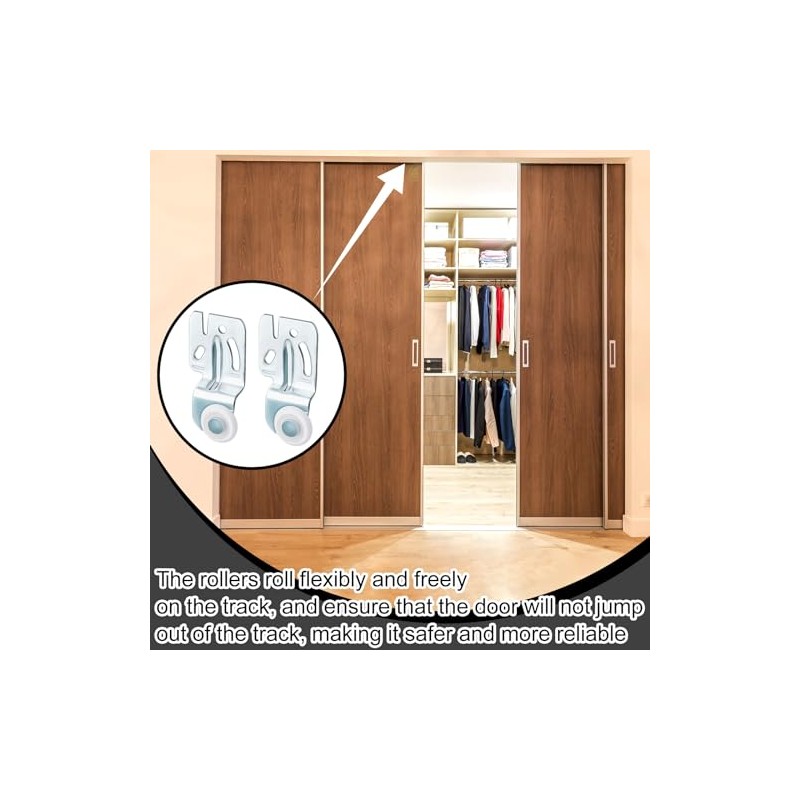 Blulu 4 Pcs Sliding Closet Door Roller Kit Wardrobe Wheels