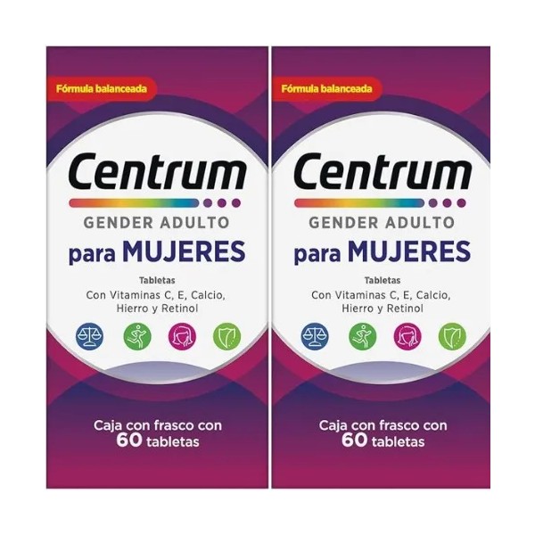 Pack 2 Multivitamínicos De 60 Tabletas Sin sabor para Mujer