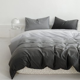 Luxlovery Grey and Black Gradient Comforter Set Full Dark Grey Bedding Comforter Set Men Women Minimalist Bedding Set Soft Breathable Blanket Quilts Modern Dark Grey