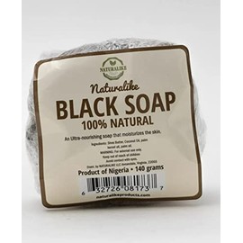 NATURALIKE African Black Soap 6oz - 100% Pure Natural Vegan and Cruelty-Free - African Black Soap for Face and Body - For All Skin Types – Face and Body Soap - 170g