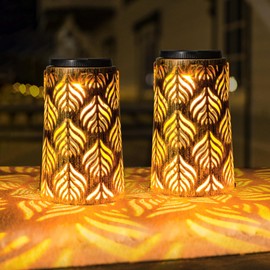 TOTHDATE 2PCS Solar Garden Lanterns Light, White and Amber Light Retro Lantern Light Hanging Solar Lights Outdoor Garden for Garden Yard Patio Terrace