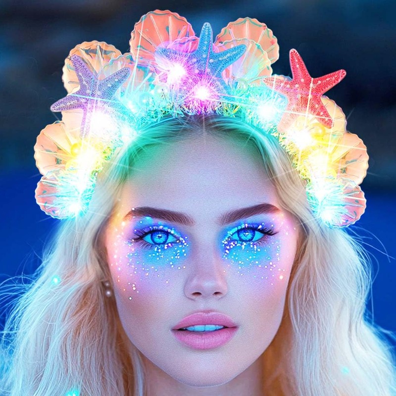 BARTOSI - Diadema de sirena iluminada con luces LED para
