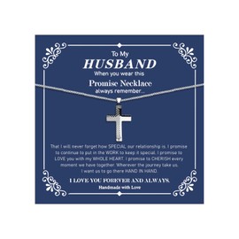 72ore Gifts for Husband Necklace Silver Cross Pendant Stainless Steel Necklace for Men Inspirational Birthday Jewelry Gift for Husband Gifts From Wife