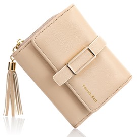 Pomelo Best Small Purse for Women RFID Blocking Ladies Wallet Compact Trifold Vegan Leather Womens Wallet with Zipper Coin Pocket (Desert Sand)