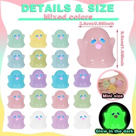 Liliful 96 Pcs Mini Resin Ghost Luminous Cute Miniature Figurines Glow in The Dark Resin Figures Small Ghost Garden Decor Micro Miniature Statue for Outdoor House Landscape Party