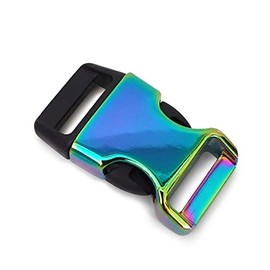 Ganzoo Metal Plastic Click Clasp, Set of 8, 5/8 Inch Clip Clasp/Buckle for Paracord Bracelets, Dog Collars, Backpack, Colour: Rainbow/Black, rainbow, 5/8"