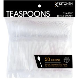 Premium Disposable Clear Plastic Teaspoons (50 Count) | Transparent, Durable, and Convenient for Parties, Events, and Everyday Use