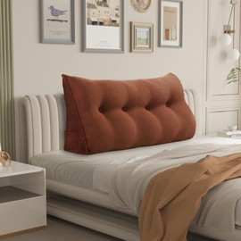 Daneey Headboard Wedge Pillow Bed Wedge Pillow for Headboard Bolster Reading Pillow for Bed Back Pillow for Sitting in Bed Wedge Pillow Headboard with Removable Corduroy Cover (Coffee, Full)