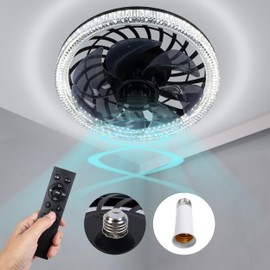 Socket Ceiling Fan Light,Bulb Socket Fan with Remote,Dimmable E26 Base Ceiling Fans with Lights for Bedroom,Screw in Fan and Light Combo,Mini Small Ceiling Fan with Light,Recessed Light Fan Lamp