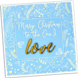 Handmade Merry Christmas To The One I Love Card Wife Husband Girlfriend Boyfriend Blue Wooden Detail