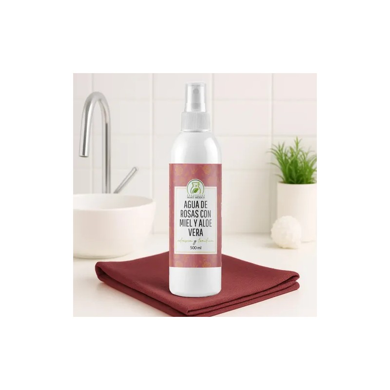 Agua De Rosas, Miel Orgánica & Aloe Vera Hidratante (500ml)